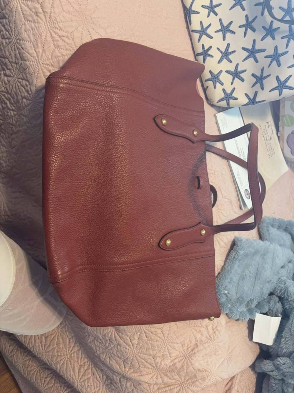 Annabel Ingall Isabella Tote Bag in Rust Pebbled Leather